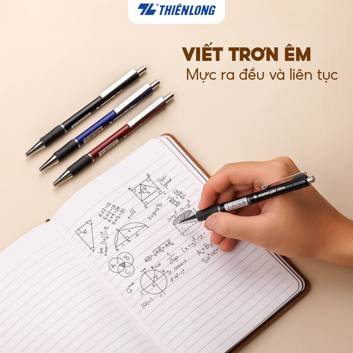 Bút bi bấm nét 0,7mm Thiên Long TL-036 Đỏ